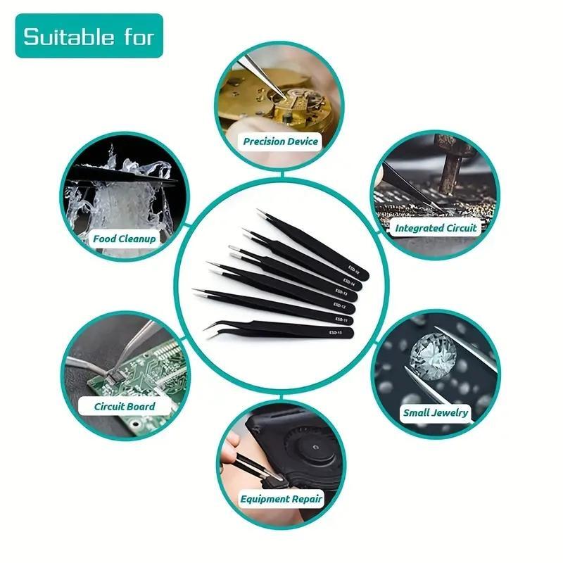6 pz Pinzette Lunghe di Precis - Electronics Repair Tools recensione e prezzo